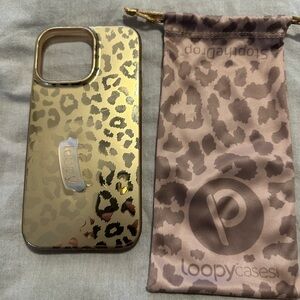 Loopy iPhone 14 Pro Max Gold Leopard Case righty